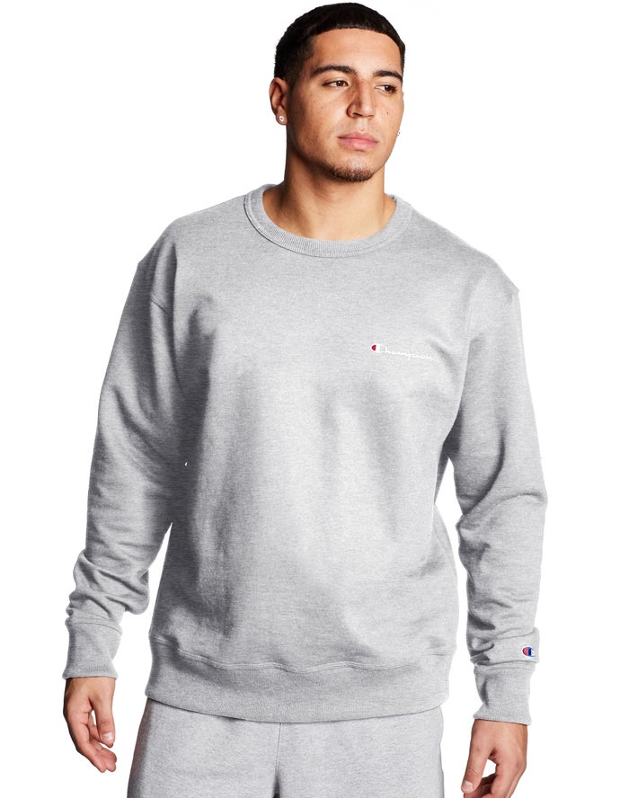 Sudadera Champion Hombre - Powerblend Fleece Crew Script Logo ( Gris ) 6421573-AG